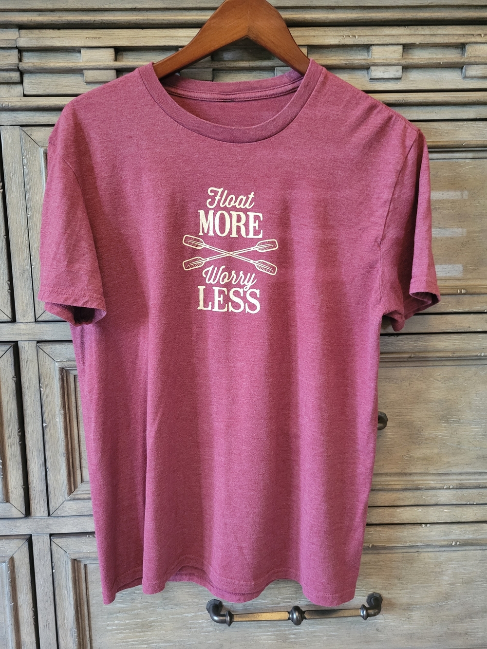 Float More Worry Less Men's Graphic Tee - Maroon